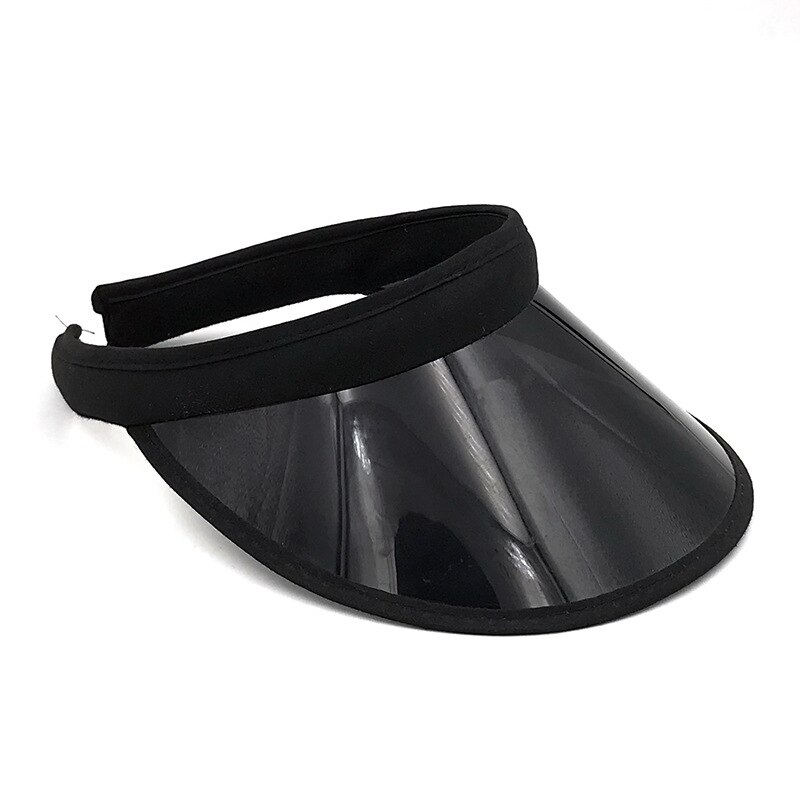 Mode Zomer PVC Zonneklep Hoed Unisex Hoofdband Cap Uv-bescherming Transparante Outdoor Wandelen Sport: Black