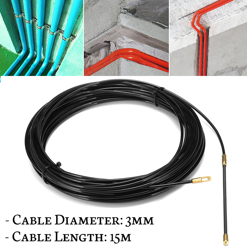 3mm Cable Guide Push Puller Nylon Fiberglass Electric Cable Gland Rodder Fish Tape Wall Wire Puller Conduit 5/10/15/20/25/30/40M