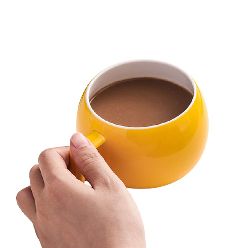 Taza redonda de amarilla, herramienta de beber de cerámica ecológica moderna para oficina, té, leche, café, taza de 350ml, venta directa, J494