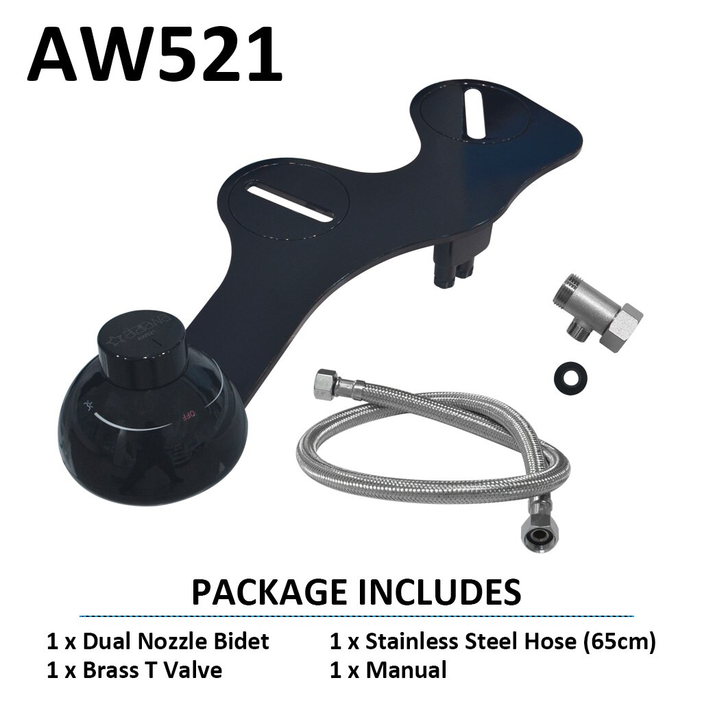 Atalawa Ultra Slim Toilet Bidet Seat Attachment Non Electric Muslim Shattaf Sprayer for Personal Hygiene, Fresh Water Spray: AW521BK