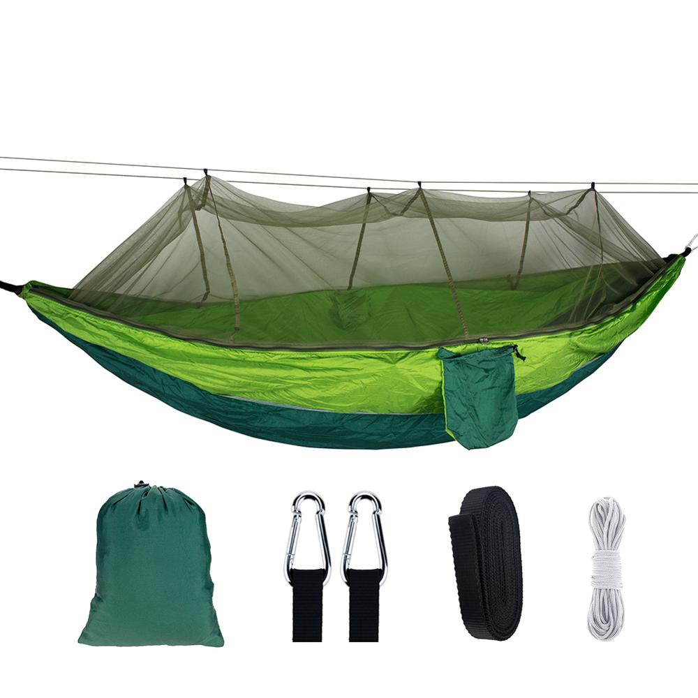 Hängmatta med myggnät resehängmatta nylon för vuxencamping utomhushängande svängsäng bärbar campingtält sovsäng: 5