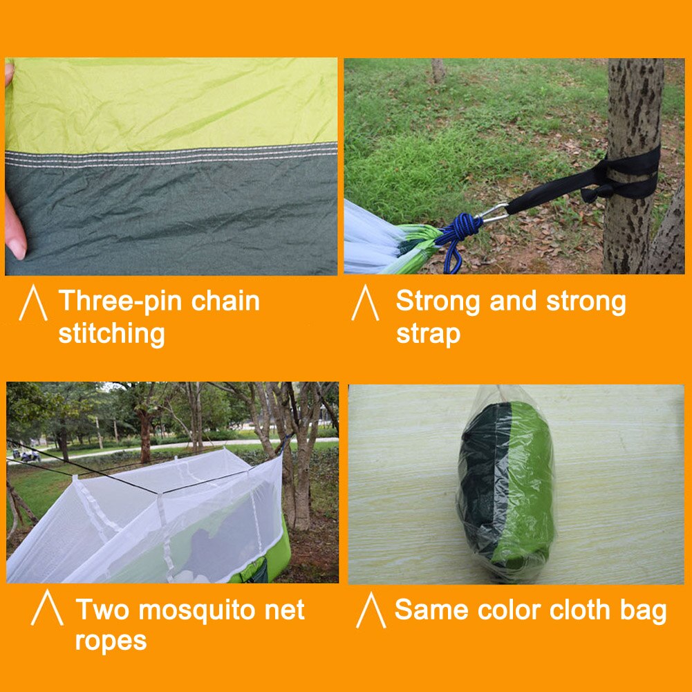 Portable Double Swing Hammock Nylon Bed with Mosquito Net for CampingHiking ED889