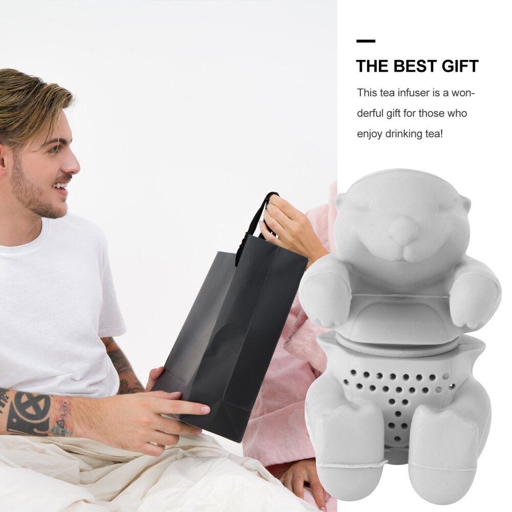 Otter Tea Infuser Tea Loose Leaf Tea Strainer Filter Diffuser Silicone Kitchen Tools Gadgets (Sky-blue)