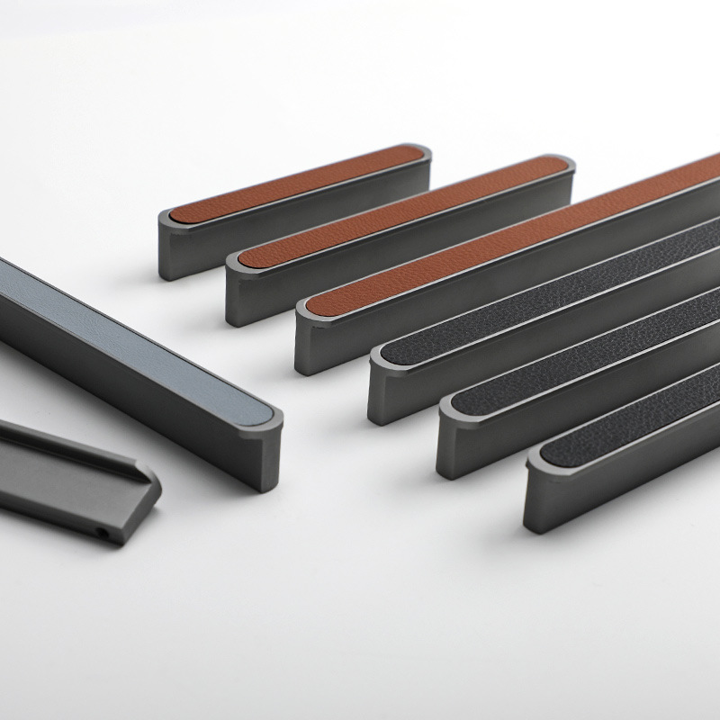 500mm Extended Grey Wardrobe Door Handle Simple Kitchen Cabinet Drawer Black Leather Handle Furniture Knob Home Decoration