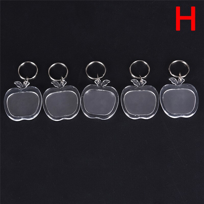 5PCS/lot Keyring Keychain Rectangle Transparent Blank Acrylic Insert Photo Picture Frame DIY Split Ring Key Chain: H