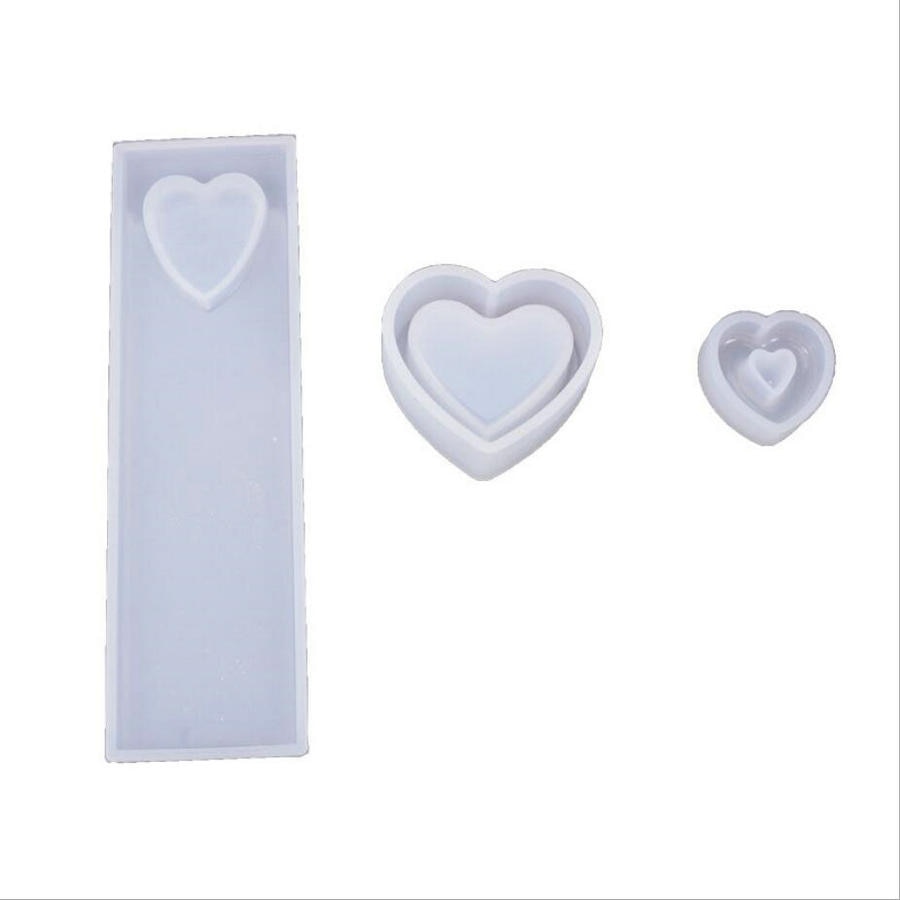 Molde de silicone oco, encantos de coração, resina epóxi, faça você mesmo, ferramenta de artesanato, flor seca, molde de marcador, mini caixa de joias de resina