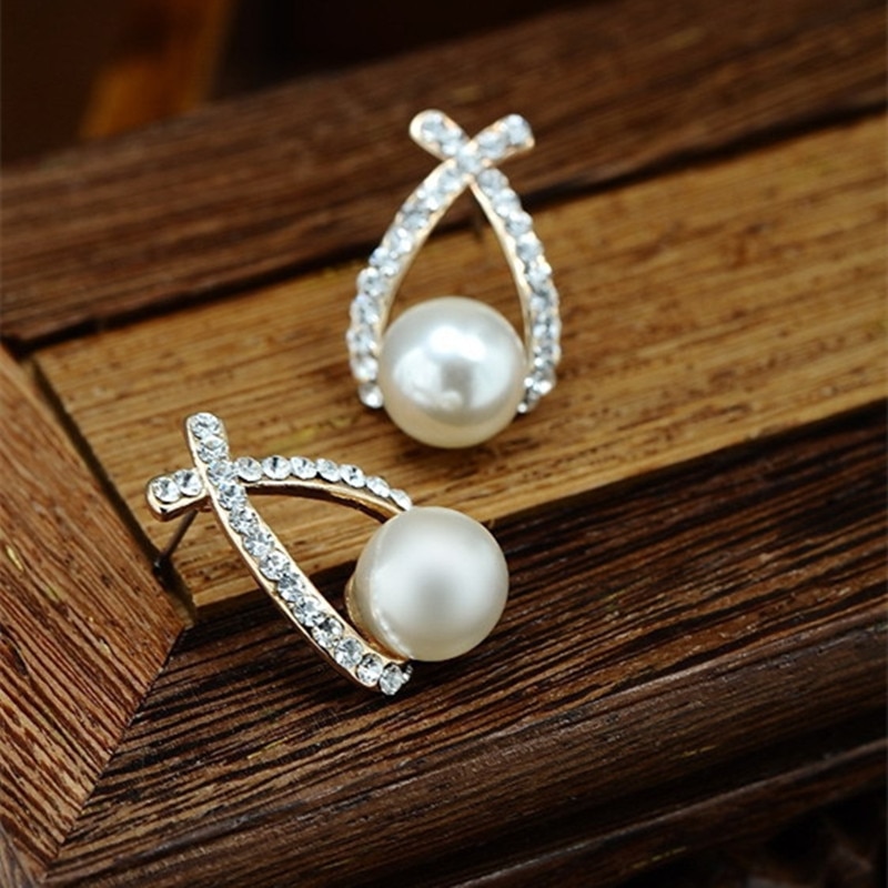 Schmuck Simulierte Perle Ohrringe Nette Bowknot Baumeln Ohrringe Für Frauen Shiny Kristall Hochzeit Schmuck Elegante