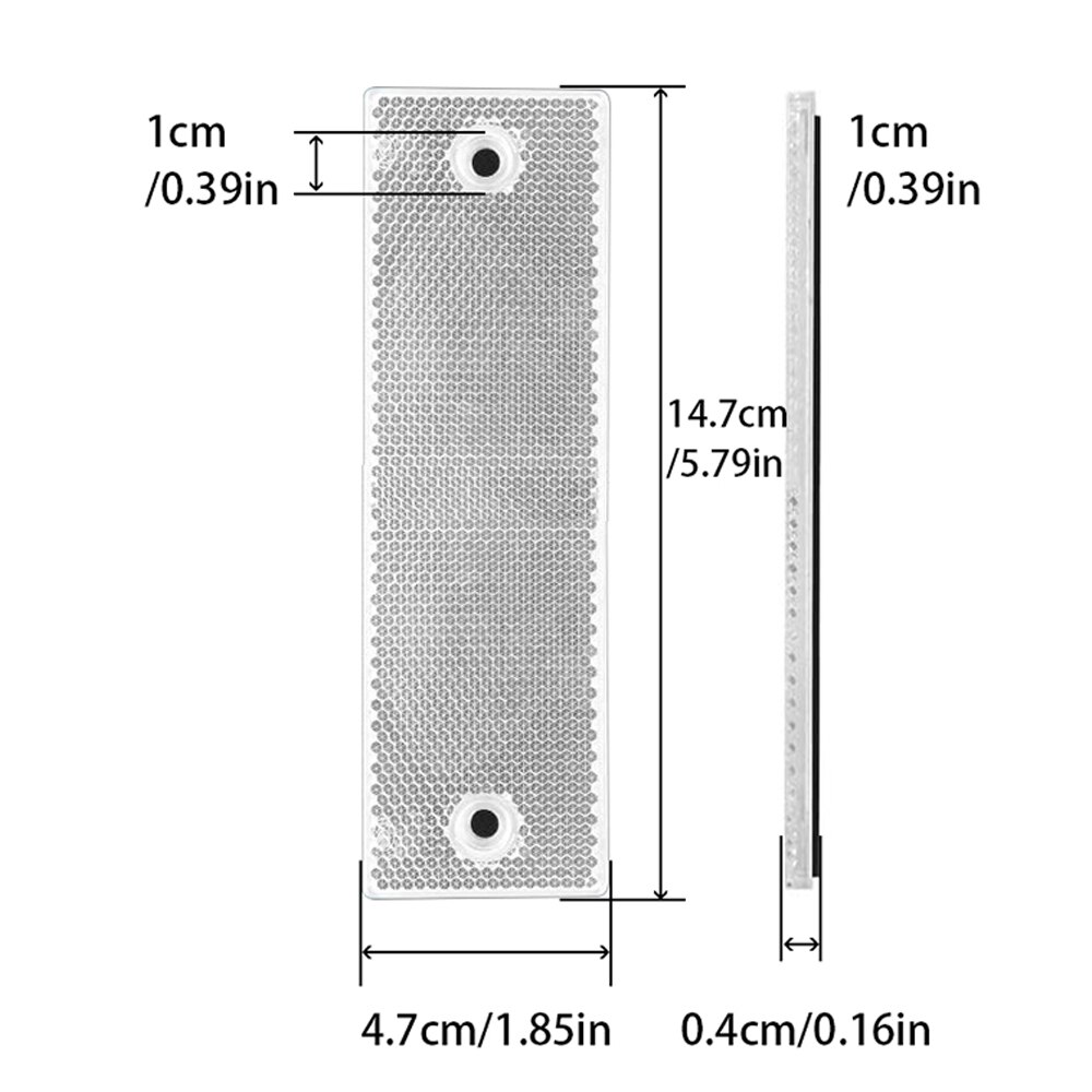 5x Car Motorcycle Truck Reflective Plate Sticker Rectangle Plastic Reflective Reflector For Safety Warning Safety Sign Red White: 5Pcs White With Hole