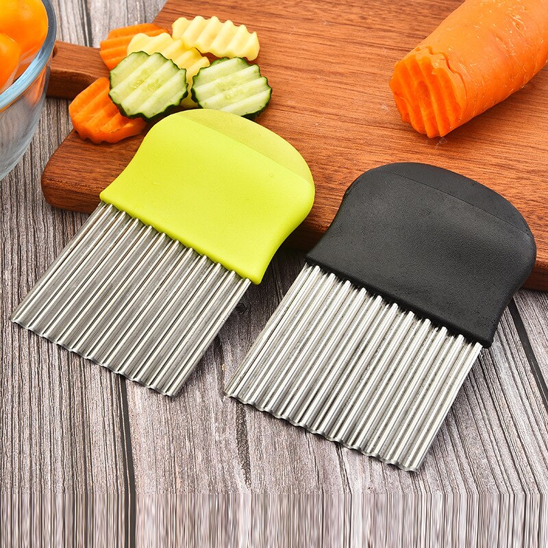 Potato Cutter Chopper French Fry Maker Stainless Steel Potato Chip Slicer Dough Vegetable Fruit Crinkle Wavy Slicer Knife