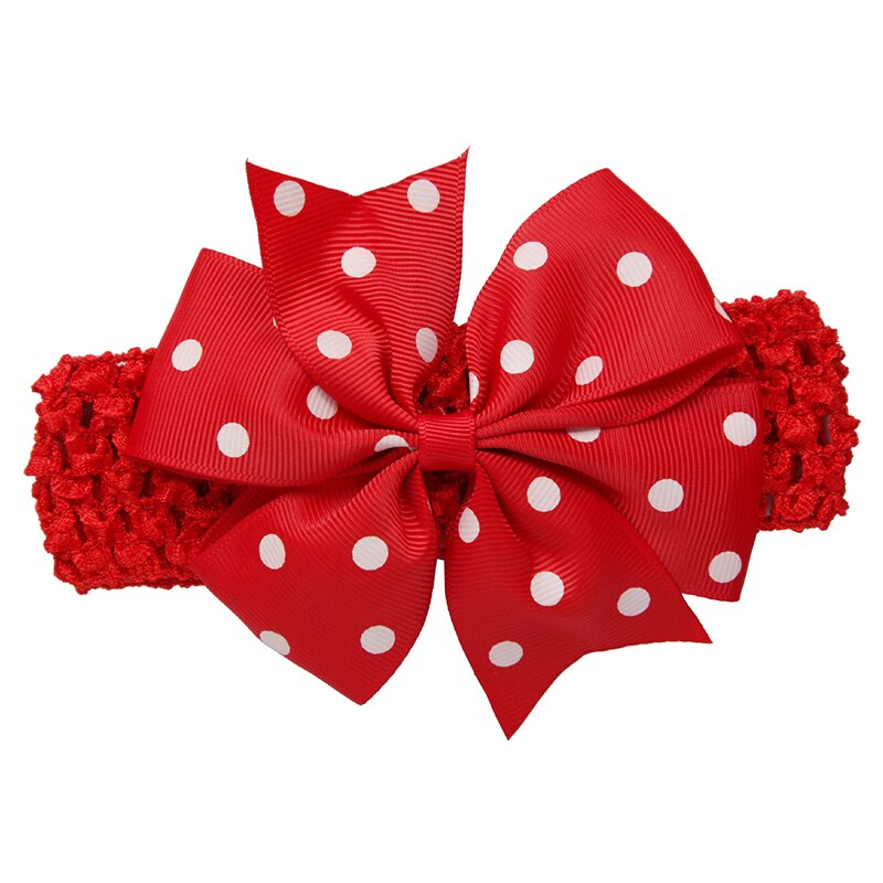 Baby Mädchen Rippe Schwalbenschwanz Satin- Band Polka Punkt Bogen Elastische haar Band (verrotten): Ursprünglich Titel