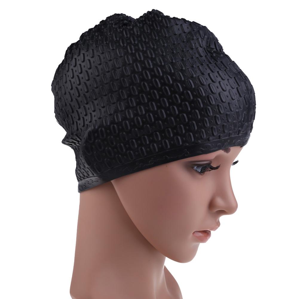 Gorro de natación de pelo largo clásico para mujer, gorra de natación Flexible, gorro de baño largo, gorra de protección para oídos