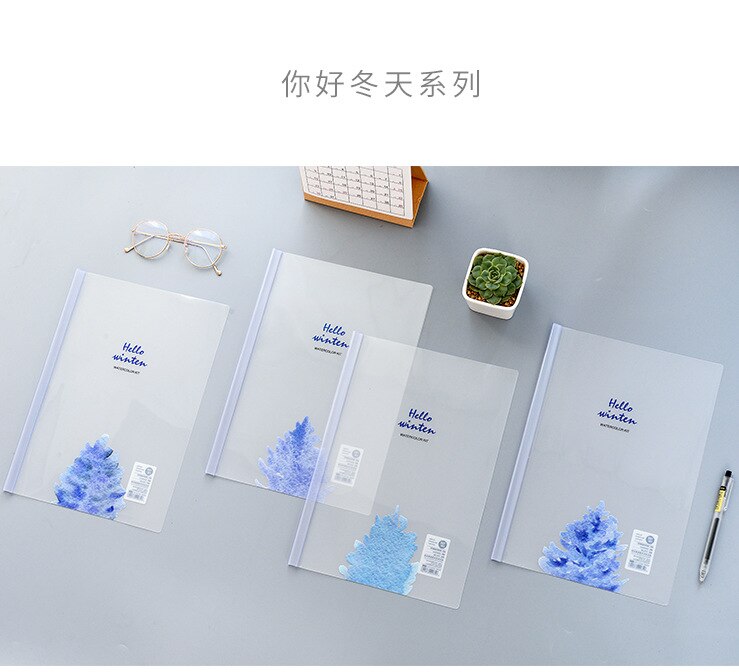 A4 File Folder PP Spine Bar Holder 4 Pcs Report Thickened Transparent Paper Document Folders For Student Plastic Office Supplies: 18-466 Hello Winter