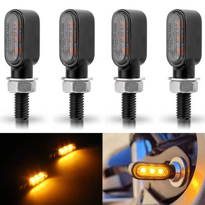 Clignotant de moto 12V 8mm LED clignotants indicateur clignotant lumières 3LED 6LED pour Honda pour Yamaha pour café Racer: Argent