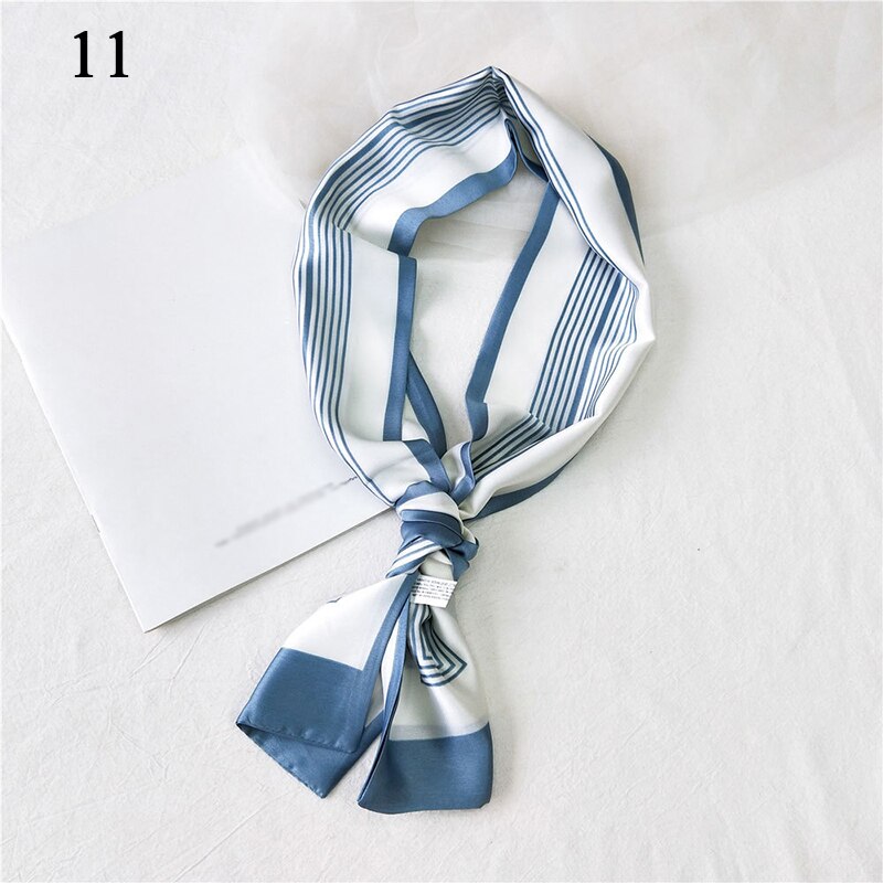 Women Neck Scarf Diy Hair Tie Hairbands Euro Style Skinny Wristband Narrow Long Striped Scarves Handbag Ribbon: 11