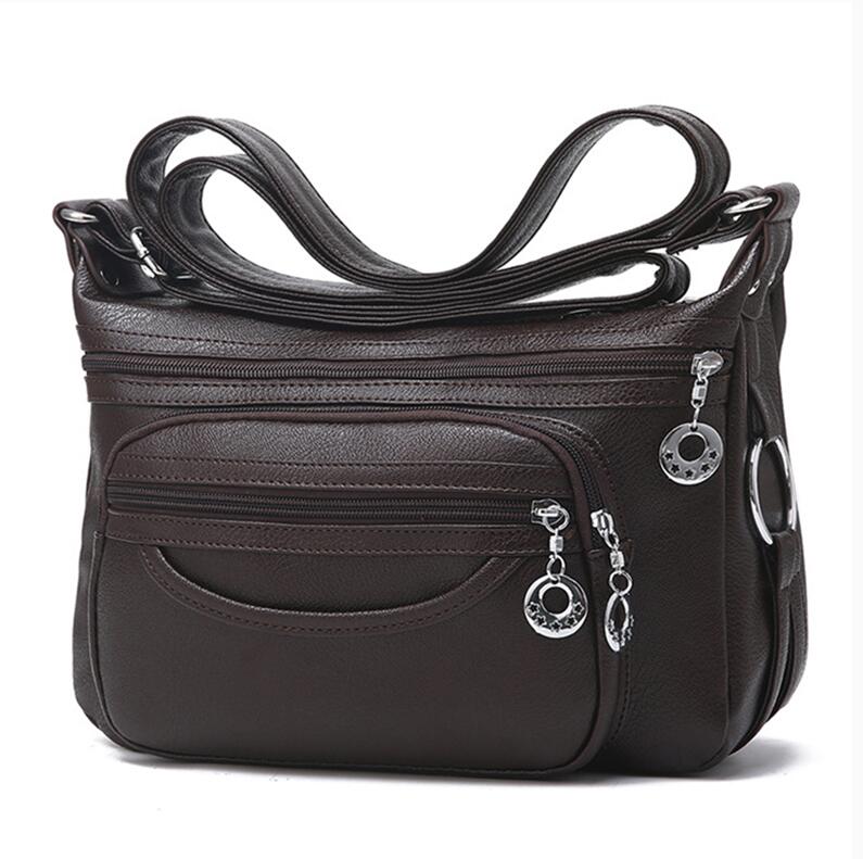 Lanzhixin dames casual crossbody tassen dames messenger bags zacht gewassen pu leren schoudertas dames handtas rits: Koffie