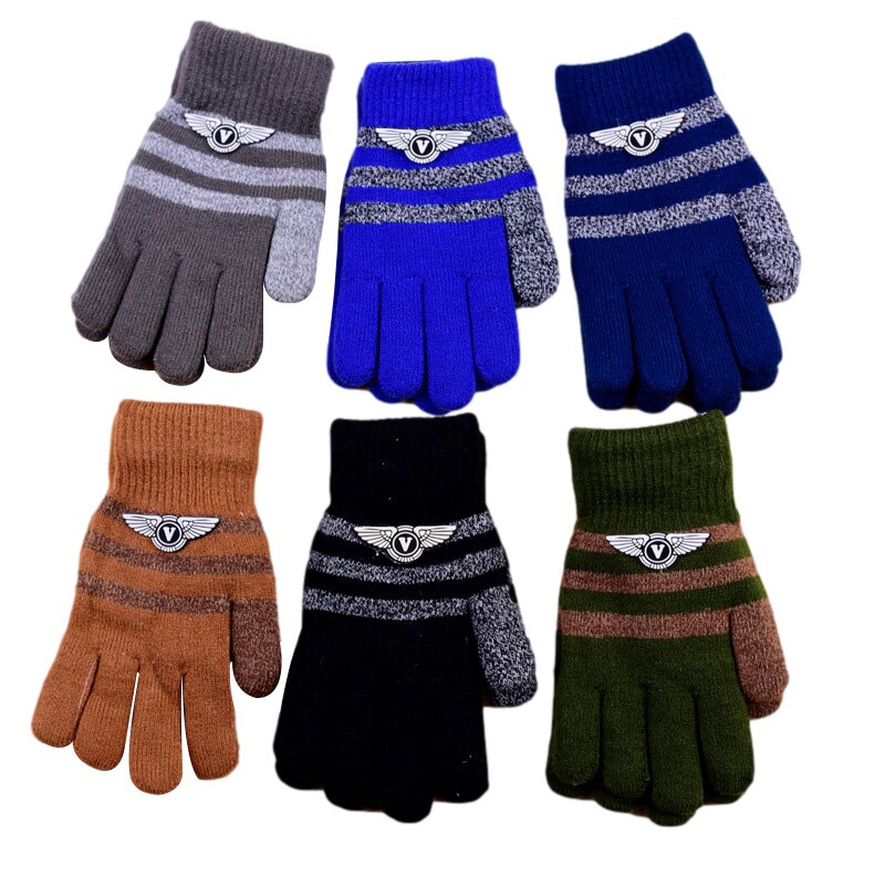 Children's Warm Gloves Kids Boys Thicken Keep Warm Finger Mittens Soft Multicolor Mosaic Color Children's Accessories