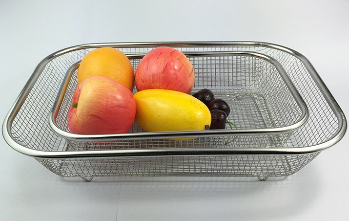 Colador rectangular cuadrado de acero inoxidable para lavar vegetales y frutas, utensilio de cocina, fregadero, cesta de lavado