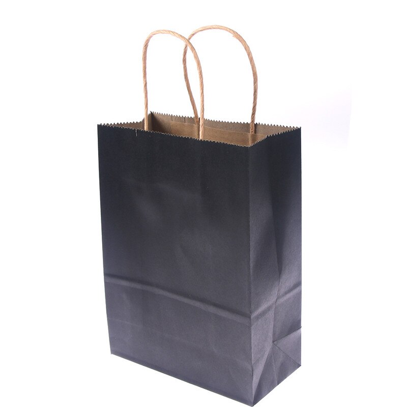 1Pcs Reusable Kraft Paper Shopping Bag With Handle DIY Multifunction Wedding Birthday Party package bags: Black