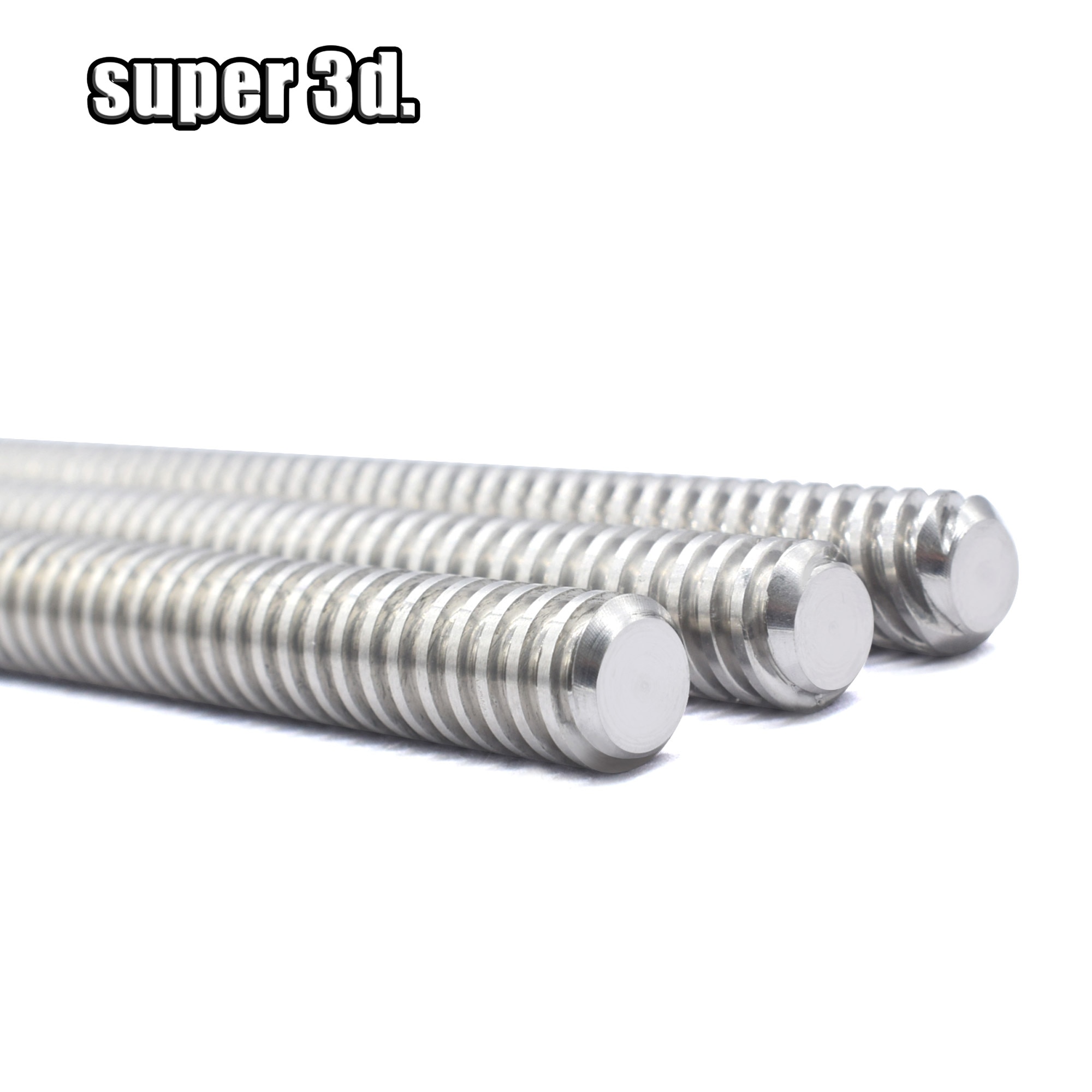 T8 plomo 8mm paso de varilla de tornillo 2mm diámetro 8mm 150 200 300 400 500 600mm varillas roscadas con tuerca de latón para impresora 3D cnc