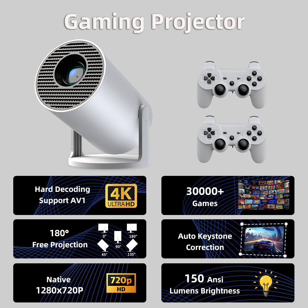 30000+ GAME projectors 4k android portable video projector bluetooth and wifi Home theater support Netfli YouTub: Default Title
