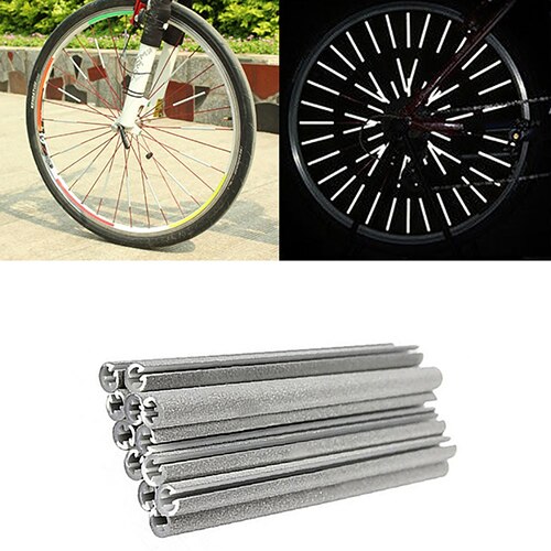 12Pcs Fiets Velg Spoke Waarschuwing Licht Reflecterende Strip Reflectoren