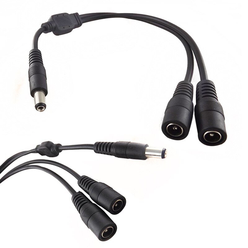 5.5x2.1mm Zwart 1 Male naar 2 Vrouwelijke DC Power Jack Kabel Splitter Plug Adapter Voor CCTV