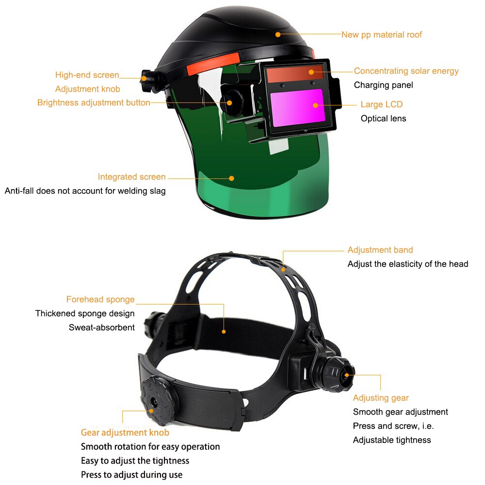 Welding Helmet Solar Auto Darkening Welding Mask Splash Proof Safety Welding Mask Air Fed Welding Helmet Welding Protective Tool