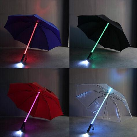 Zaklamp Paraplu Led Veiligheidswaarschuwing Lights Outdoor Paraplu Voor Kinderen Volwassen 7 Kleuren Knipperende Lange Handvat Nacht Paraplu