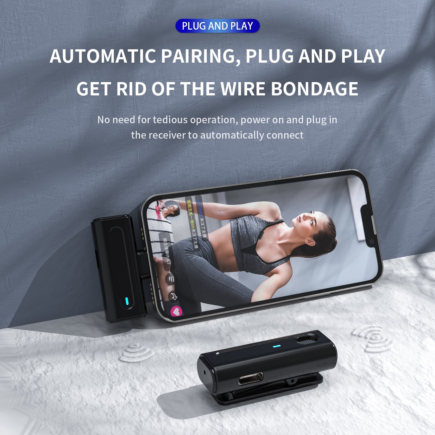 Lavalier Wireless Microphone for iPhone Android Microphone with Charging Case with Vlog Audio Video Recording