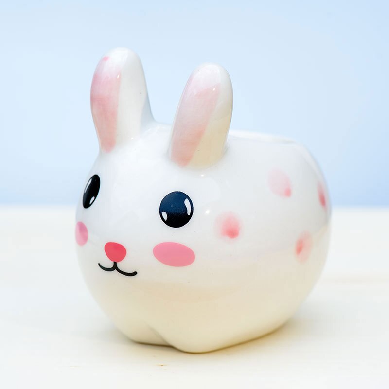 Petit pot de fleurs charnu en céramique, joli petit lapin, décoration de bureau, de bureau artisanaux: 04