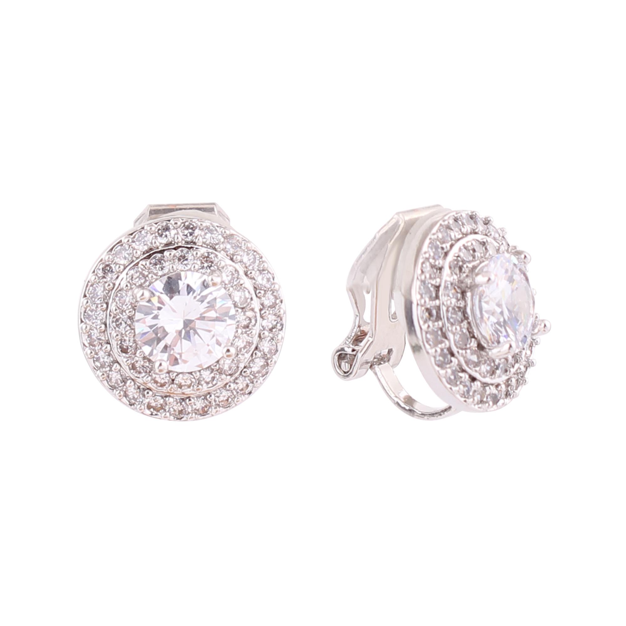 Wenhq Leuke Cubic Zirkoon Clip Op Oorbellen Zonder Gaatjes Voor Vrouwen Meisje Partij Bruiloft Geometrische Cirkel Manchet Oorbel: Platinum Clip-on