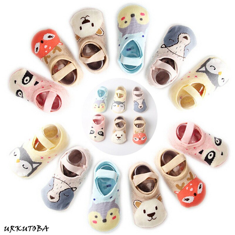 Pudcoco Leuke Peuter Zachte Non-Slip Sokken Kids Baby Jongen Meisje Cartoon Animal Cotton Ankle Warme Sokken Anti-Slip Slipper 1-3Y