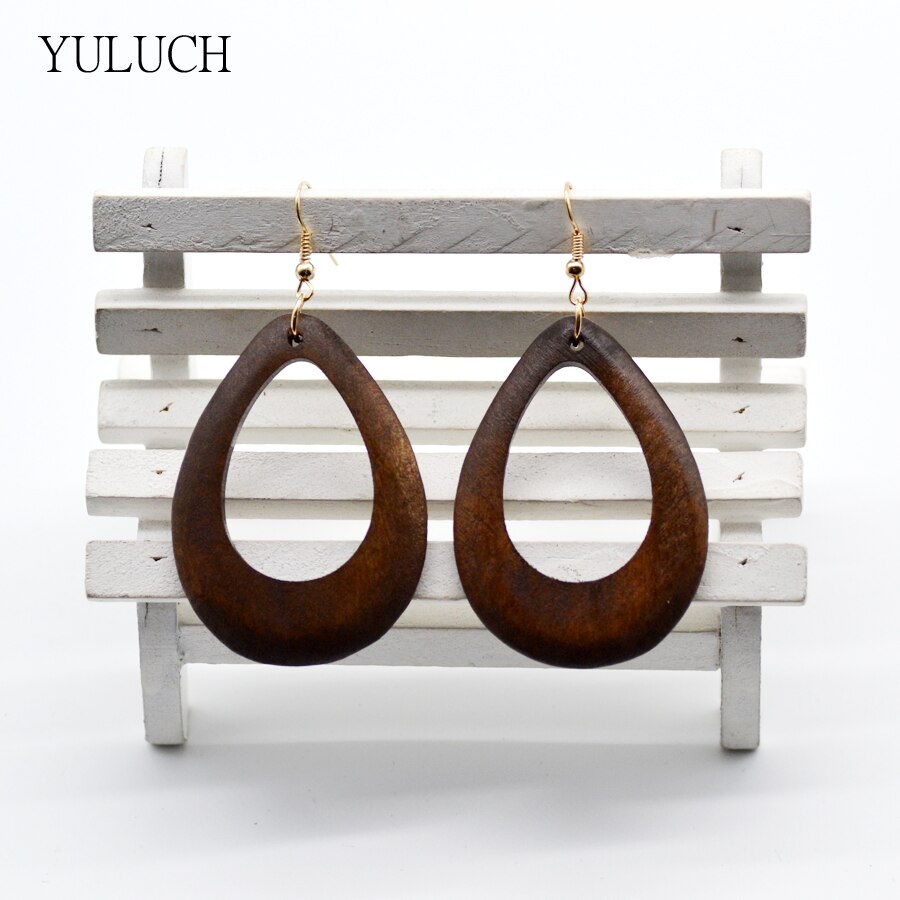 2017New Vrouw Oorbellen Eardrop Handgemaakte Houten Oorbel Holle Ronde Nationale Stijl Mode-sieraden Dangler 1 Paar