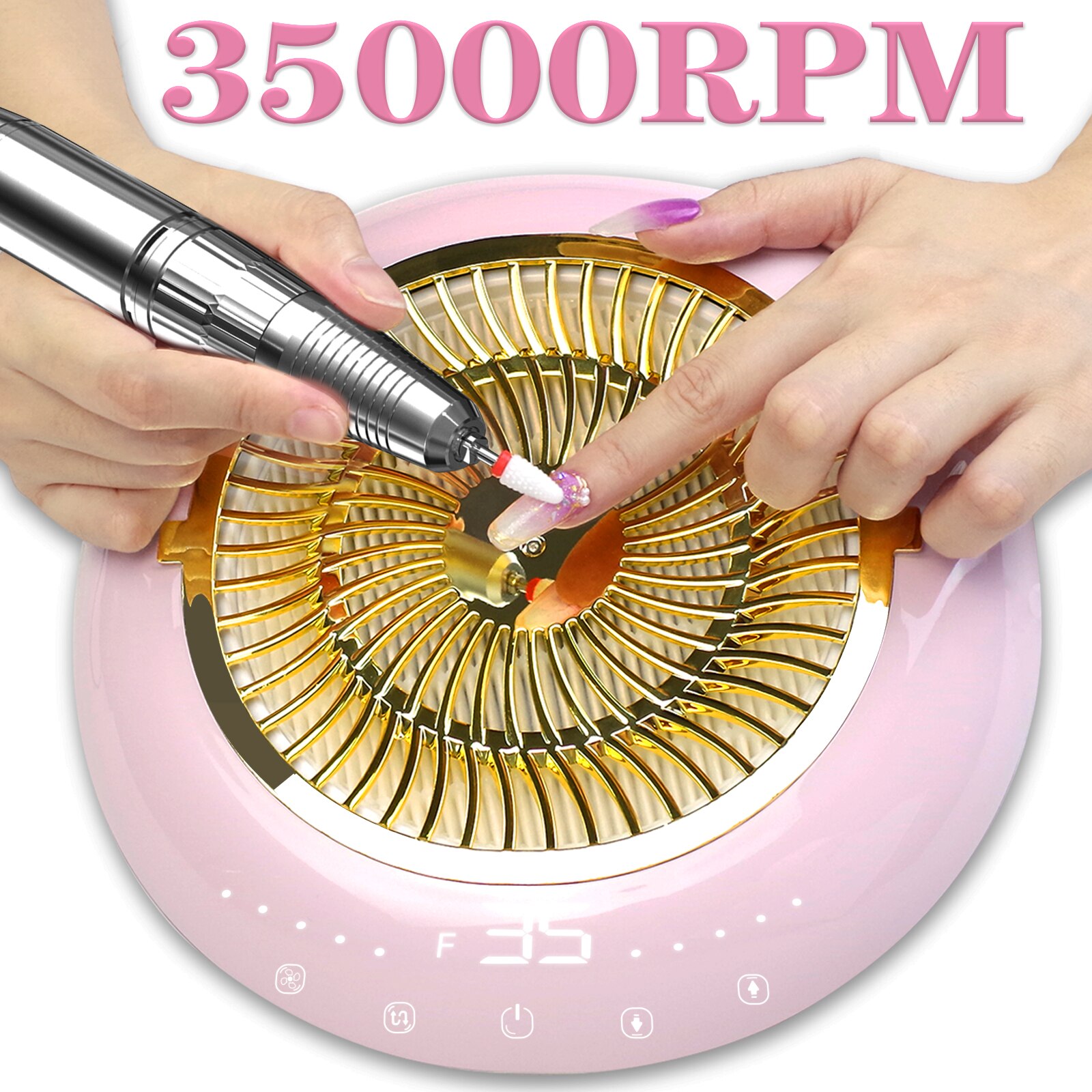 Nowy 2w1 35000 obr/min wiertarka robić paznokci maszyna z silne ssanie odpylacz robić paznokci niski poziom hałasu robić paznokci odkurzacz maszyna robić manicure