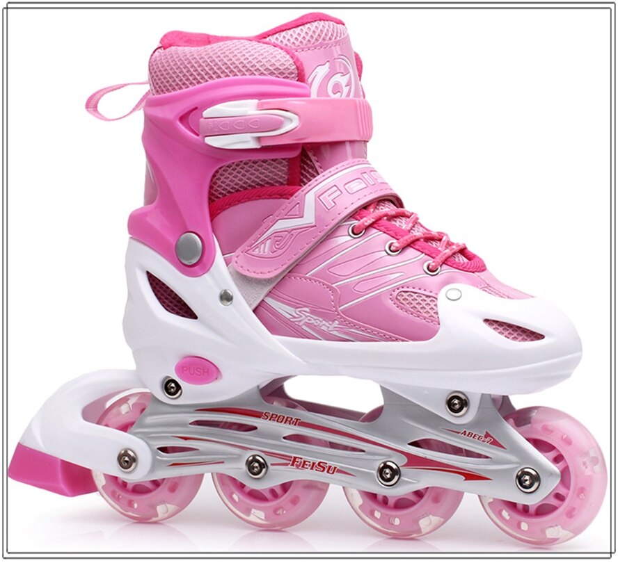 9 Stks/set Kinderen Knipperende Verstelbare Skates Inline Skate Roller Kids Schaatsen Schoenen Helm Knie Pols Protector Gear Tiener