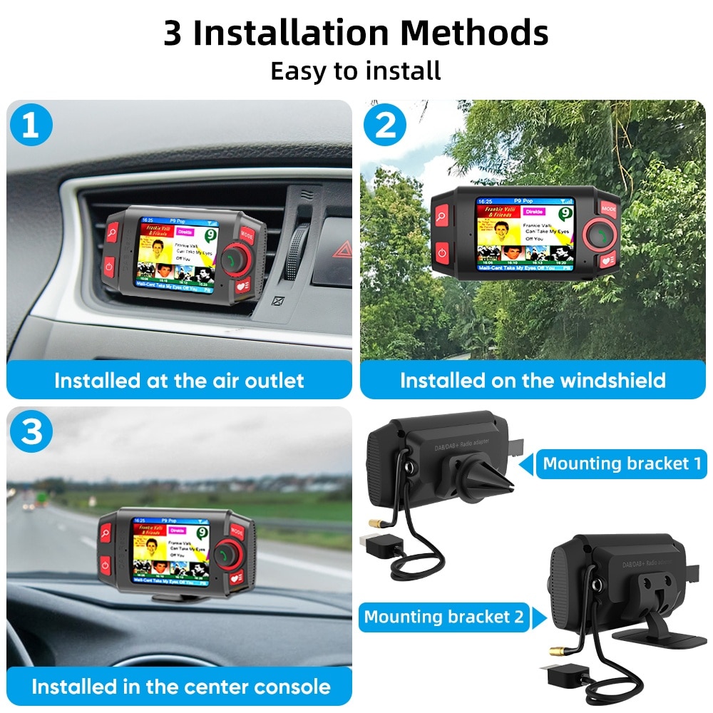 Deelife Car DAB+ Radio DAB Plus Autoradio Receiver Adapter with AUX FM Transmitter Auto Handsfree Bluetooth Car Kit