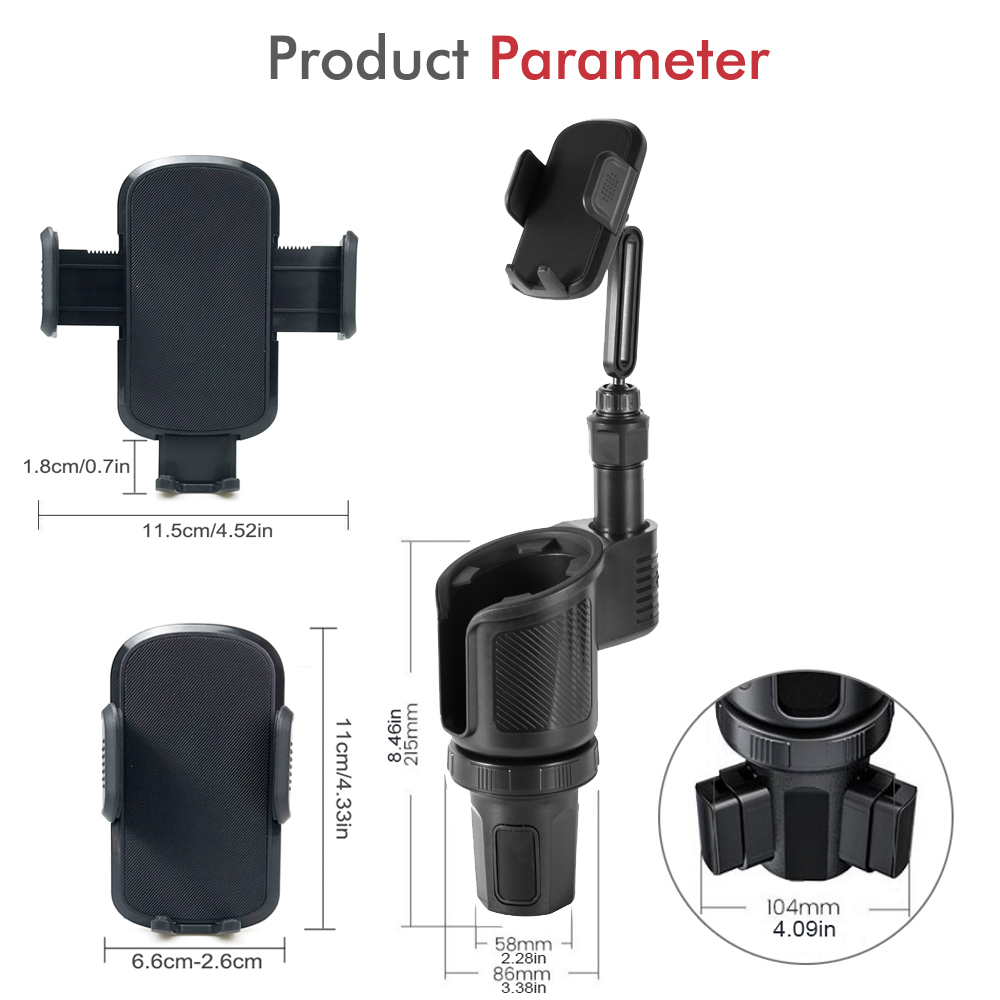 Carro Cup Holder Expander Celular Mount, 360 ° Rotação Cup Holder, Smartphones Mount, Auto Acessórios Interior