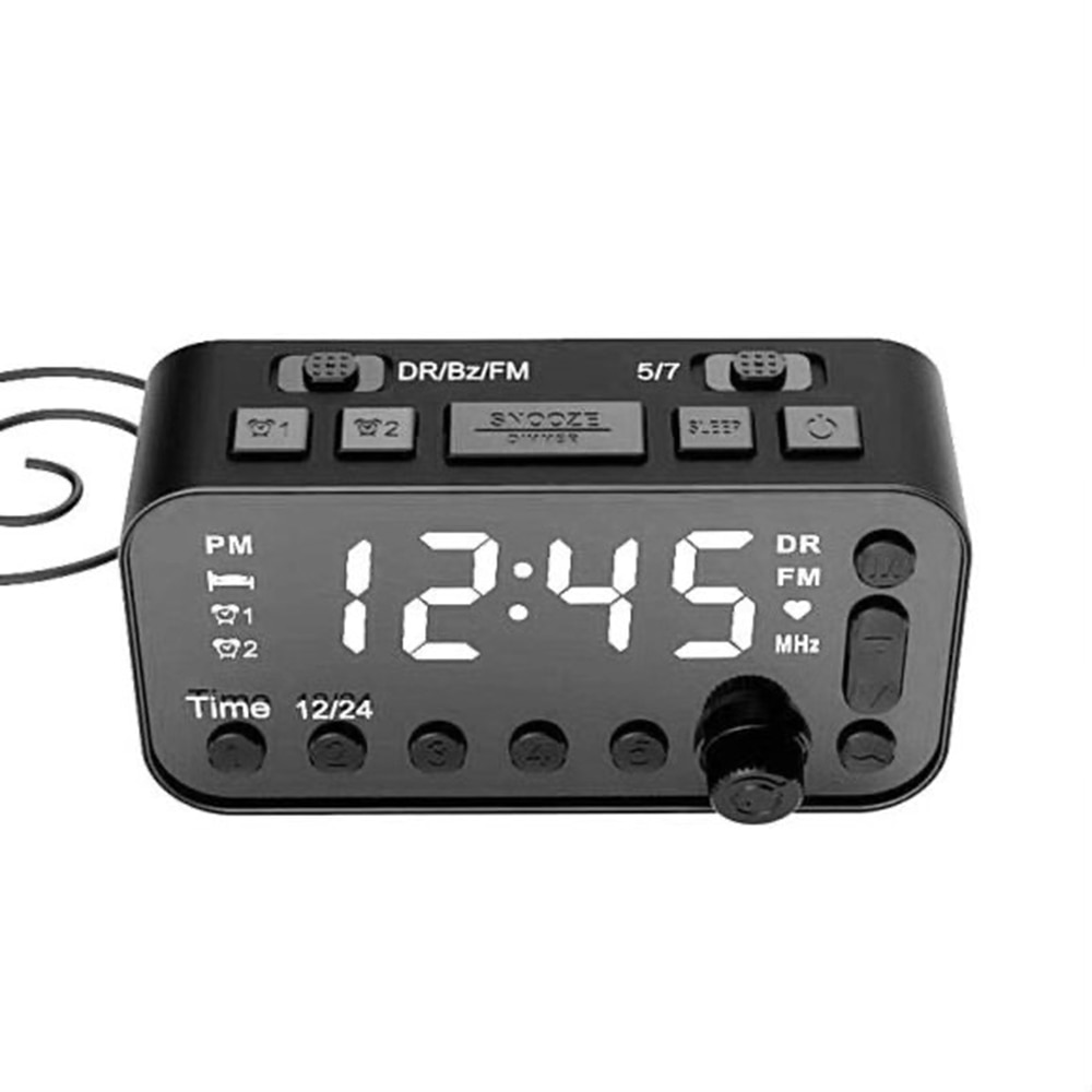 Digital vekkerklokke dab fm vekkerklokkeradio, dobbel usb-ladeport lcd-skjerm bakgrunnsbelysning justerbar alarmvolum vekkerklokke