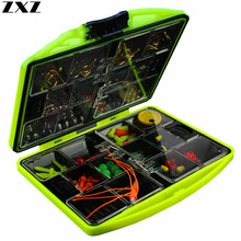 184pcs 24 Kinds Portable Rigs Rock Fishing Accessories Set Surf Casting Soft Lures Box Swivel Jig Lead Hooks Kit Tools Tackle