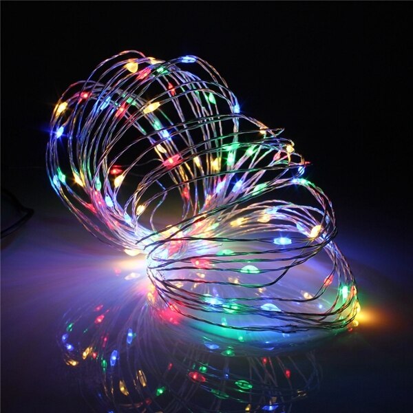 100 led batteridrevne eventyrlys, rustik indretning til bryllupslokale, fest, have, indendørs udendørs kobberlys: Rgb