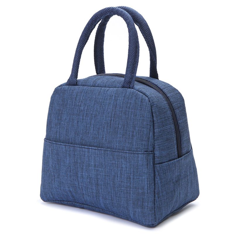 Saco de almoço isolado térmico portátil cor sólida viagem piquenique lancheira bolsa tote para mulher: Azul