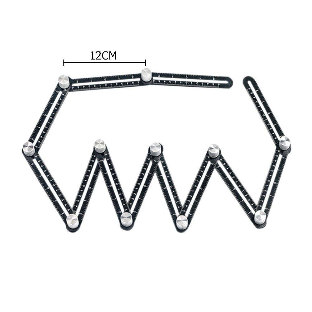 Regla de medición de ángulo múltiple, herramienta de construcción, localizador de guía de perforación de azulejos, buscador de regla de ángulo de aleación de aluminio, 12 pliegues: 12 Fold B