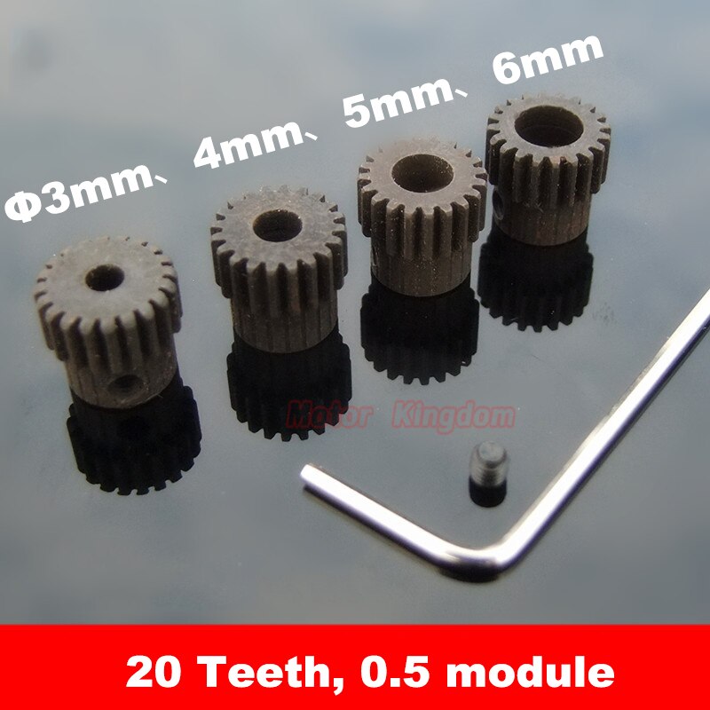 3mm/4mm/5mm/6mm blenderåpning jbckskruenøkkel til motorakselakse stang stål metall 20 tenner gir 0.5 modul modul spors tannhjul