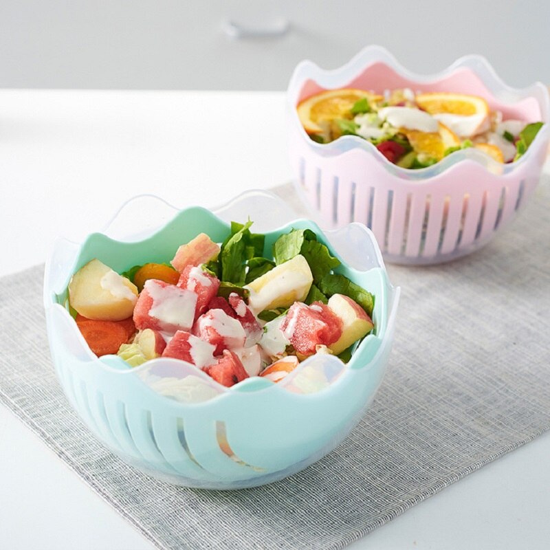 Kitchen fruit Salad Cut Vegetable Storage Box Filter Bowl Wavy Vegetable And Fruit Salad Maker Kitchen Gadget