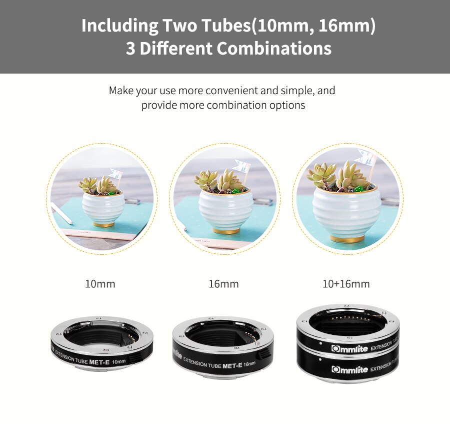 Commlite lens adapter ring Automatic Macro Extension Tube for E Mount Camera Focus on Exact Macro Shooting