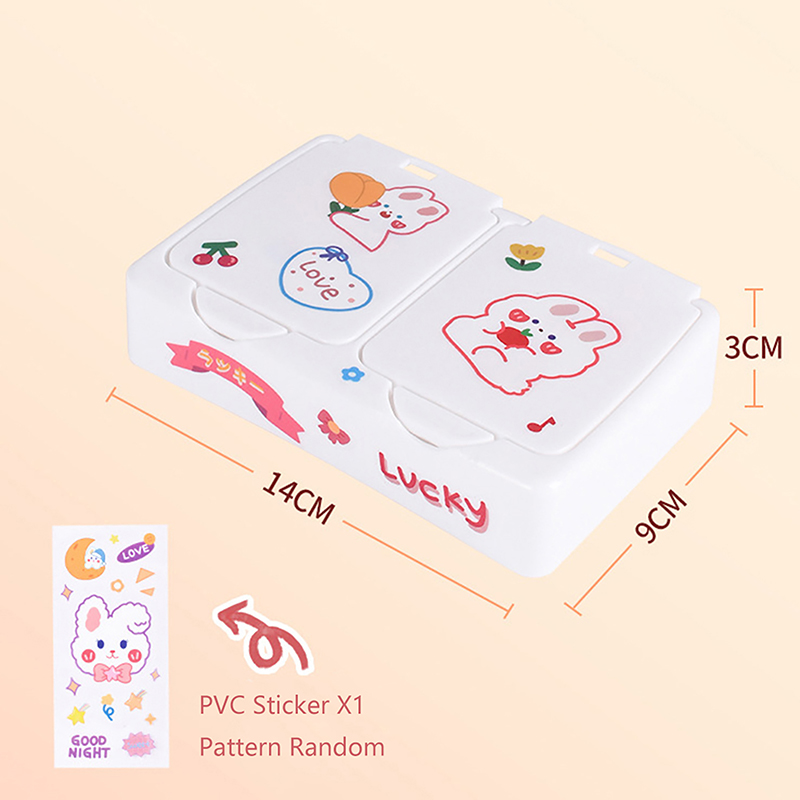 Imprensa Dos Desenhos Animados Kawaii-Open Desk Caixa Organizadora com Tampa, Cosméticos e Armazenamento de Maquiagem, Mini Recipiente De Jóias, Botão Recipiente: Verde