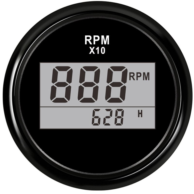 Meter RPM Gauge Indicator silver rim back face fit Auto Boat Engine Red Backlight 9V 32V IP67 waterproof: BN