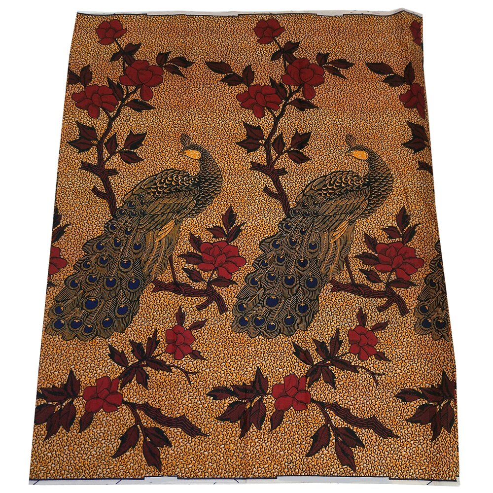 African Nigeria Ankara Pagne Guaranteed Wax Fabric Peacock Pattern Printed Noble DIY Fabric For Party