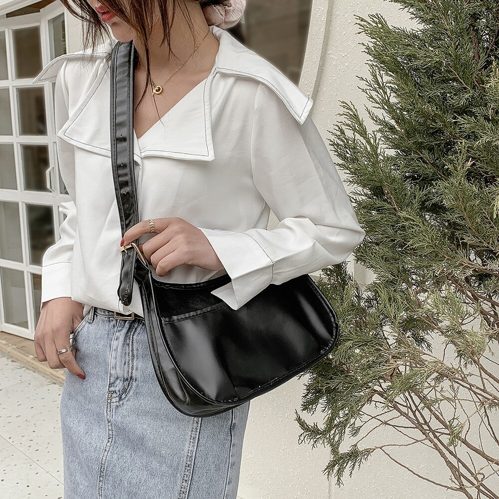 Vintage damentasche, einfarbige umhängetasche aus pu-leder, damenhandtasche, schultertasche für damen