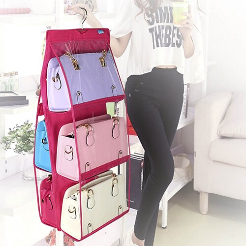 6 zakken hangende handtas portemonnee tas opberg organizer garderobe kast hanger